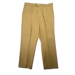 Greg Peters Men's Khaki Brown 100% Wool Dress Trousers Size 36